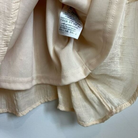 Guess Women's Small Beige Tunic Peasant Midi Dress Flutter Sleeves Cold Shoulder - Picture 7 of 12